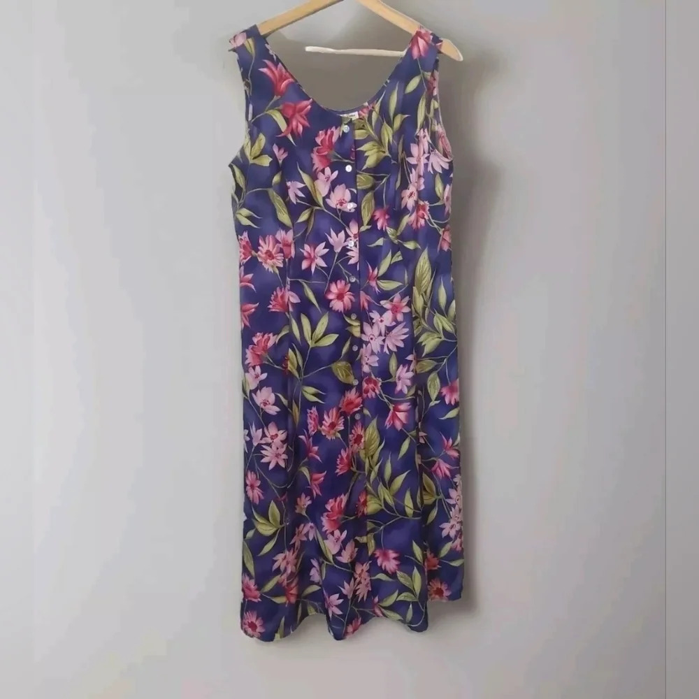 Floral Midi Dress - Purple and Green